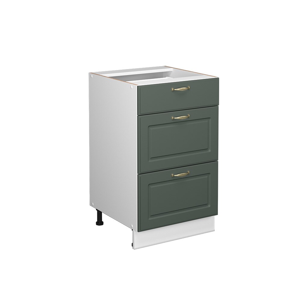 Vicco Schubunterschrank Küchenschrank Küchenmöbel Fame-Line Weiß Grün-Gold Landhaus 50 cm Küche Einbauküche Drehtür Blende Küchenzeile