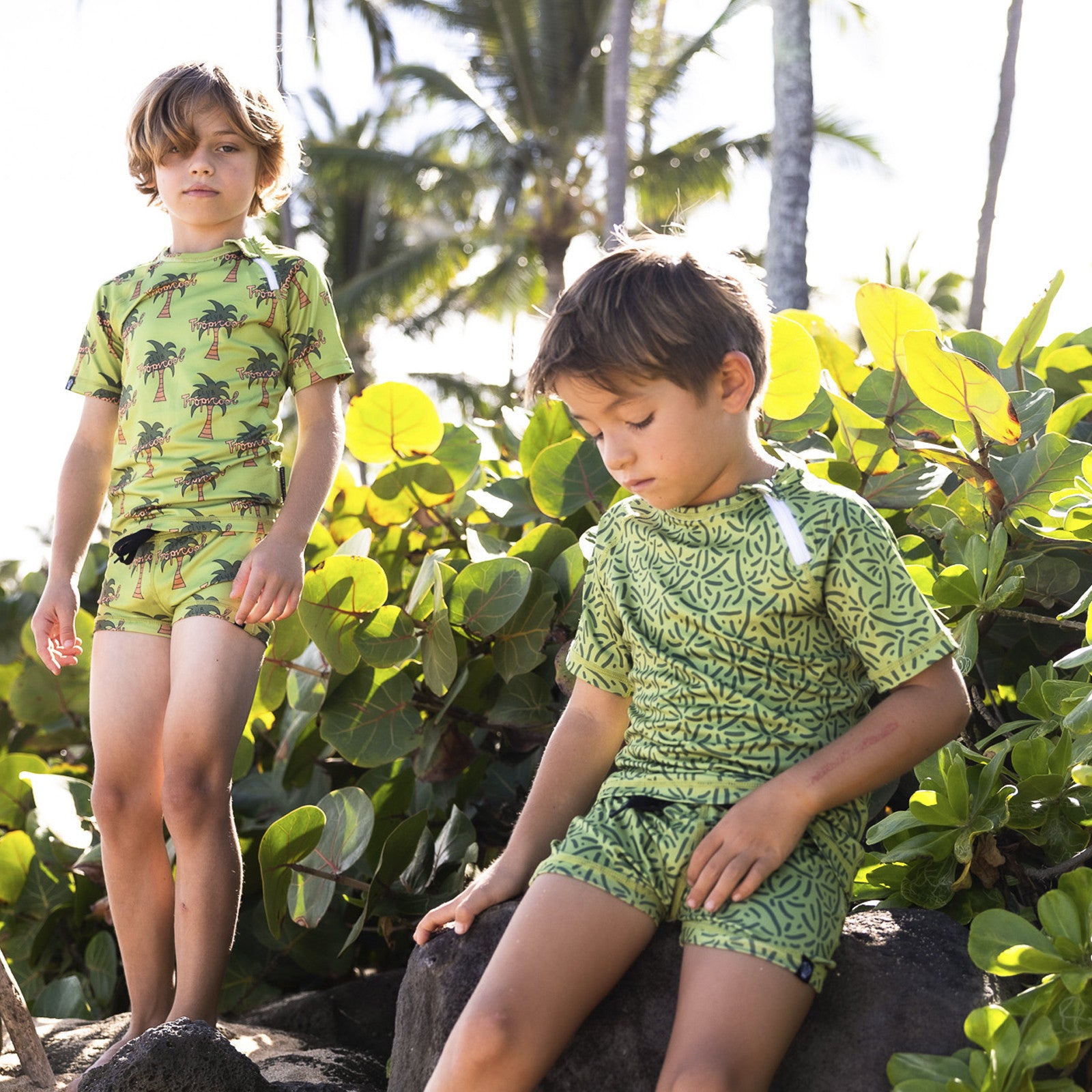 Badeshirt UPF 50  Endless Palms Pesto