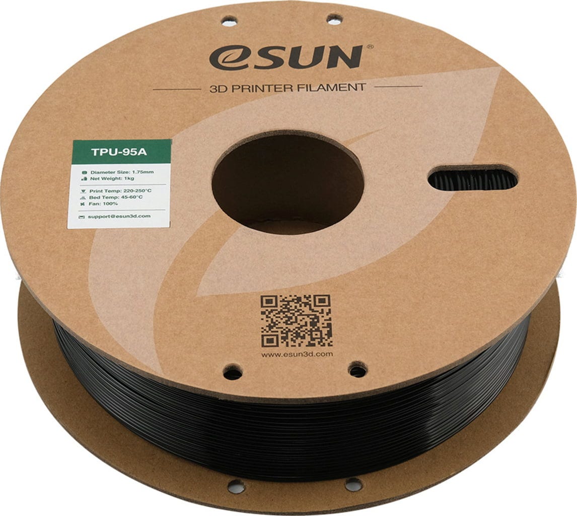 eSUN  TPU-95A Black, 1,75 mm / 1000 g    Robustes Filament mit ausgezeichneter Elastizität