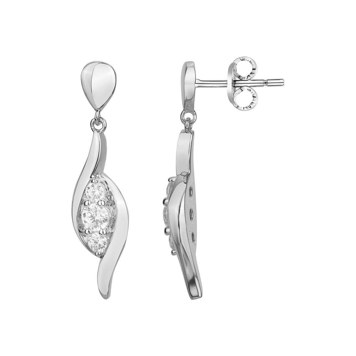 Boucles d'oreilles pendantes en Argent avec oxyde de zirconium blanc