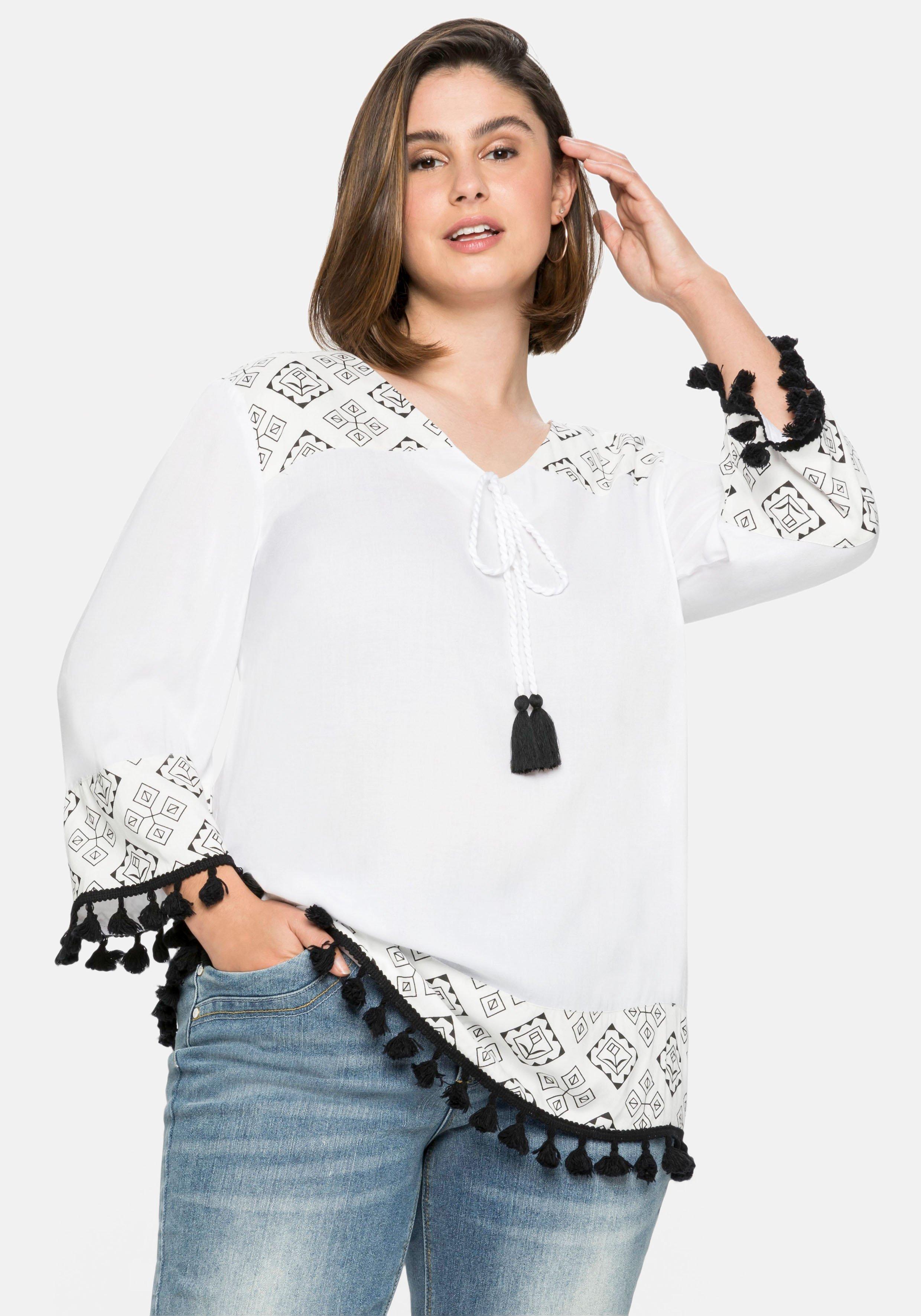 Tunika im Boho-Look, mit weiten 3/4-Ärmeln
