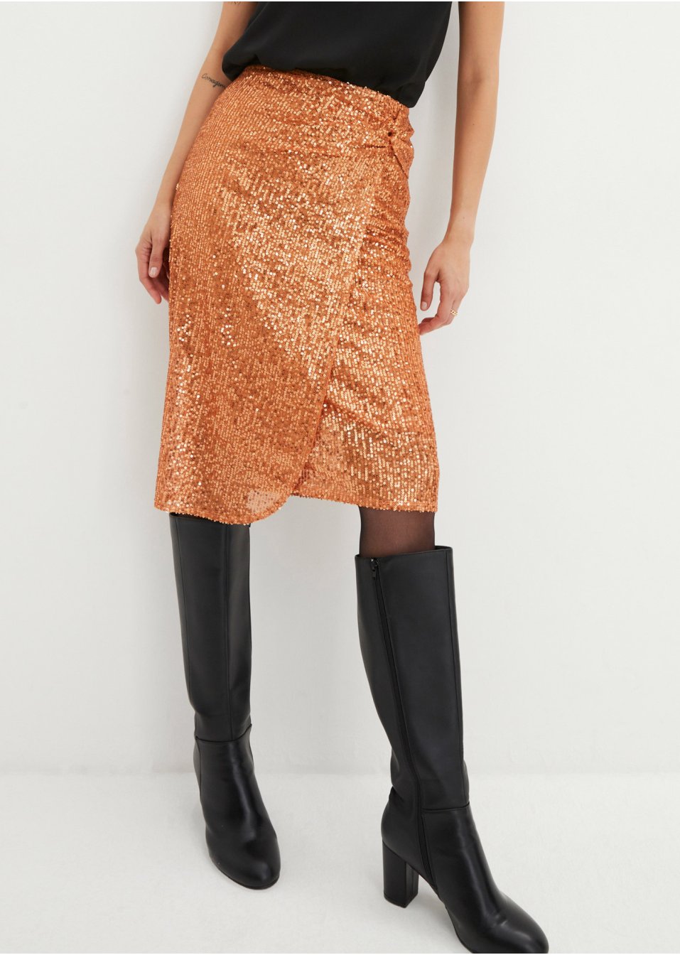 Jupe à paillettes style portefeuille