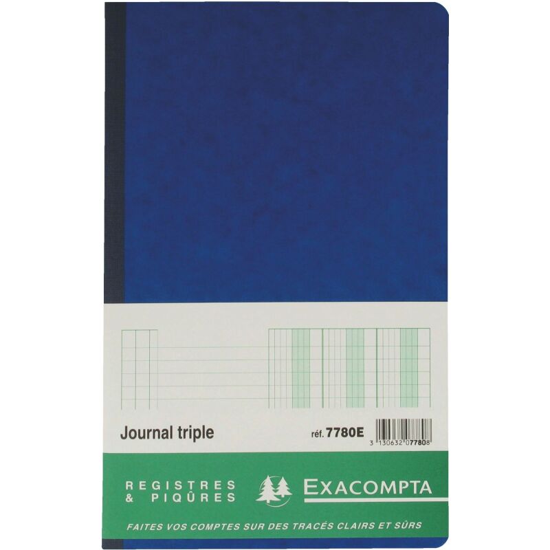 Registre standard journal 3 colonnes Exacompta 7780E, 19,5 x 32 cm 80 pages