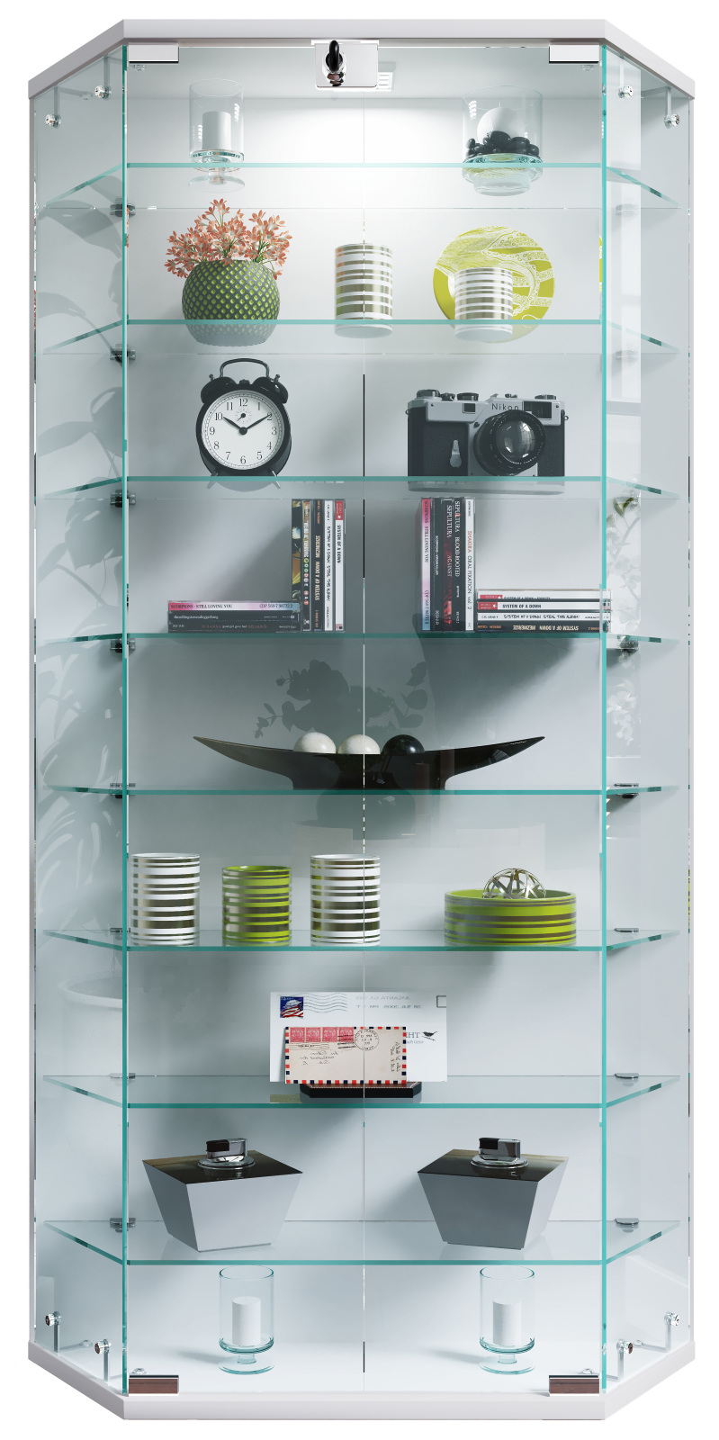 Wandvitrine BENILA XL - weiß - abschließbar