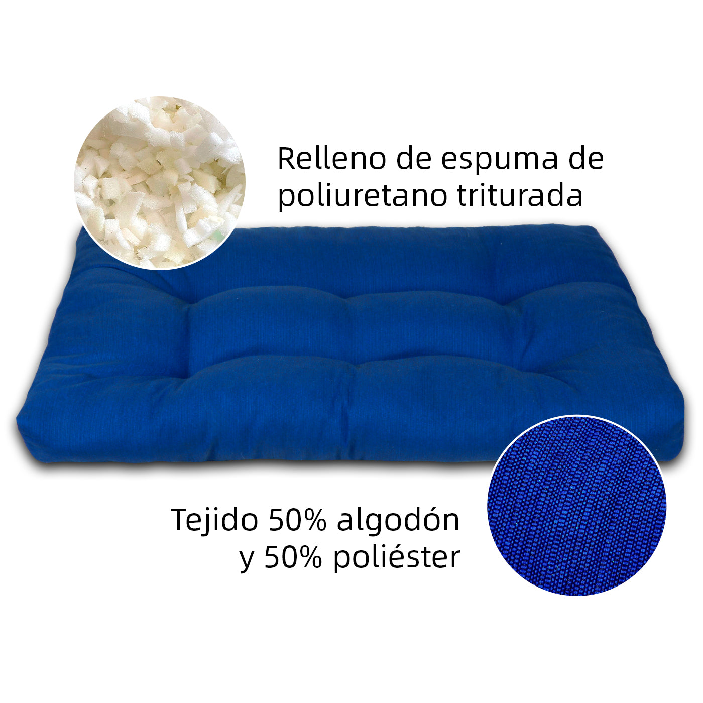 HOME MERCURY - Cama para animais de estimação, colchão para cães, tapete reversível estampado com enchimento de espuma para uso interno e externo. (Médio, Azul)