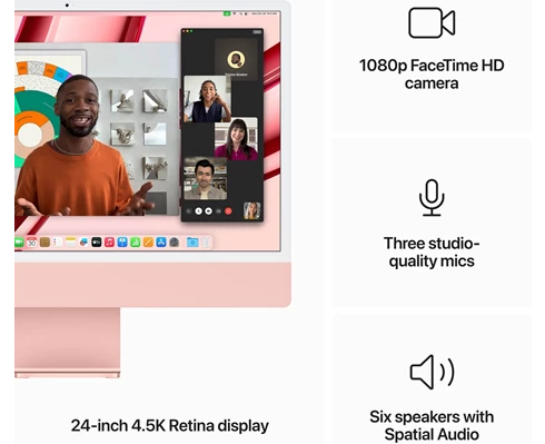 Apple 24-inch iMac - Retina 4,5K display, M3 chip 8‑core CPU   8‑core GPU, 8GB RAM, 256GB SSD - Pink