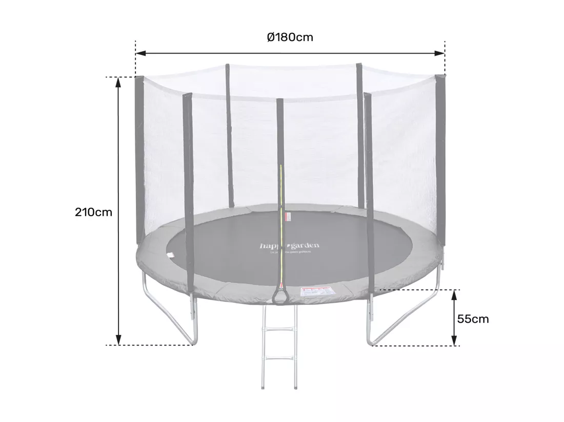 Trampoline 180cm réversible vert / bleu CAIRNS + filet, échelle, bâche et kit d'ancrage - HAPPY GARDEN