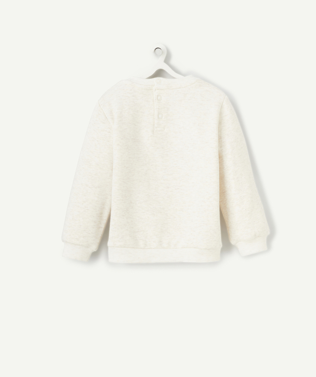 SWEAT BÉBÉ GARÇON EN FIBRES RECYCLÉES ÉCRU CHINÉ MOTIF CERF