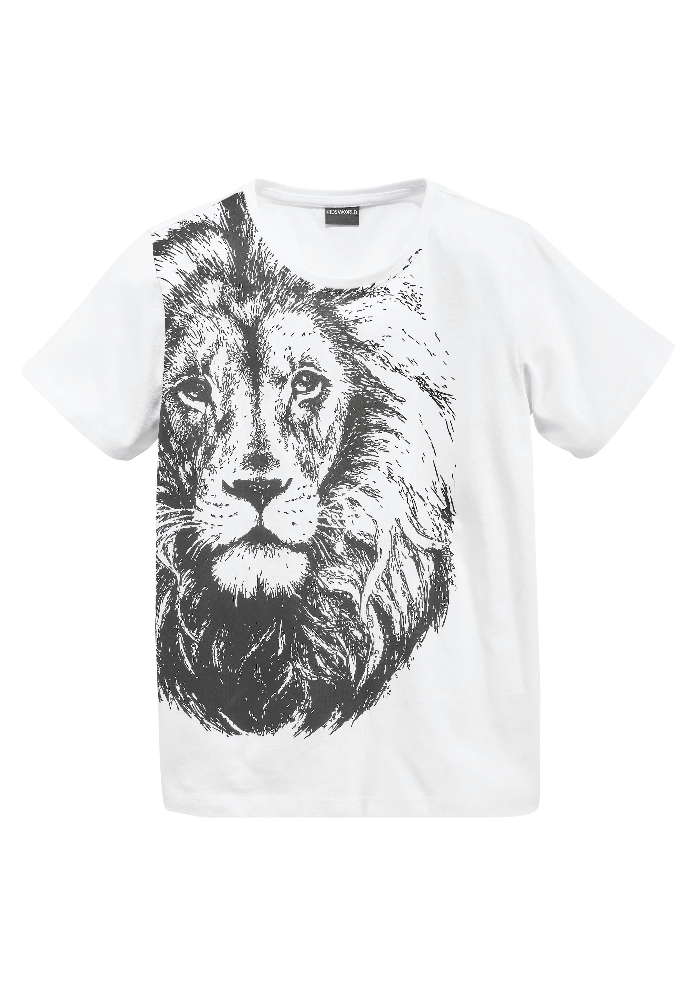KIDSWORLD T-Shirt »Mit coolem LÖWEN-Print«, Kurzarm,  Basic-Passform,  bedruckt,  Rundhalsausschnitt