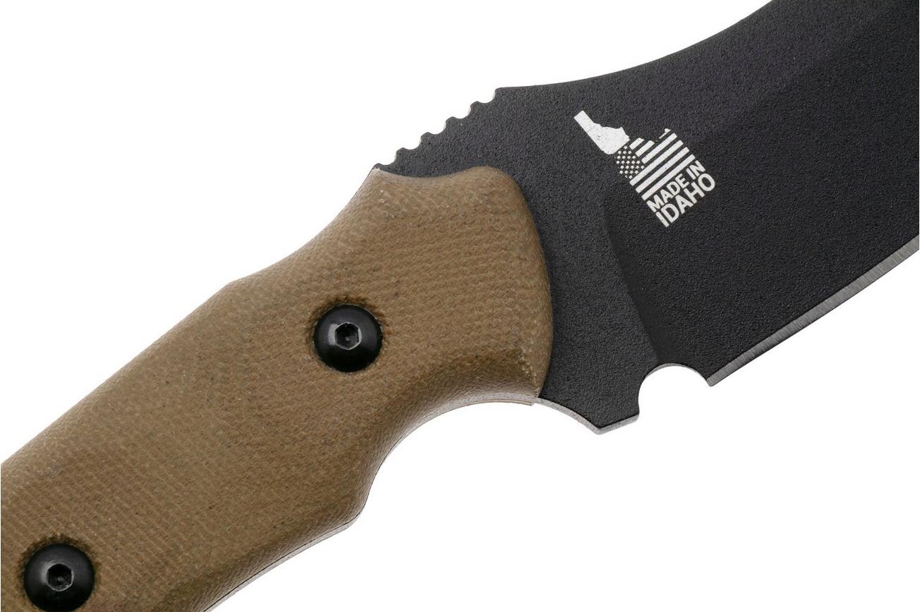 TOPS Knives Tundra Wolf TWLF-01 Black Traction 1095, Green Micarta, survivalmes, Trevor Barrett design