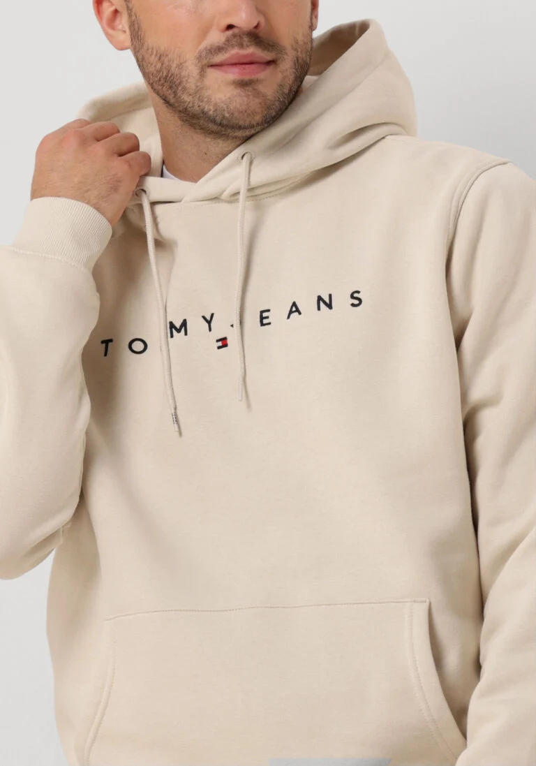 TOMMY JEANS beige tommy jeans trui tjm reg linear logo hoodie ext
