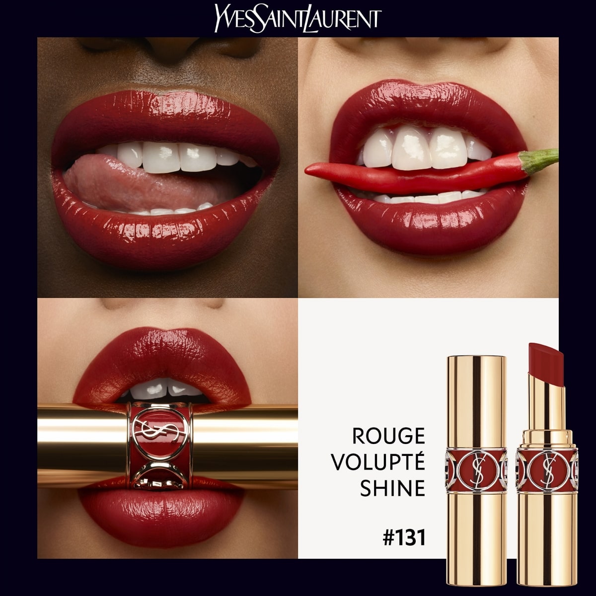 YVES SAINT LAURENT Rouge Volupté Shine Oil-In-Stick Rouge à Lèvres alliant Couleur, Soin et Brillance Longue Tenue
