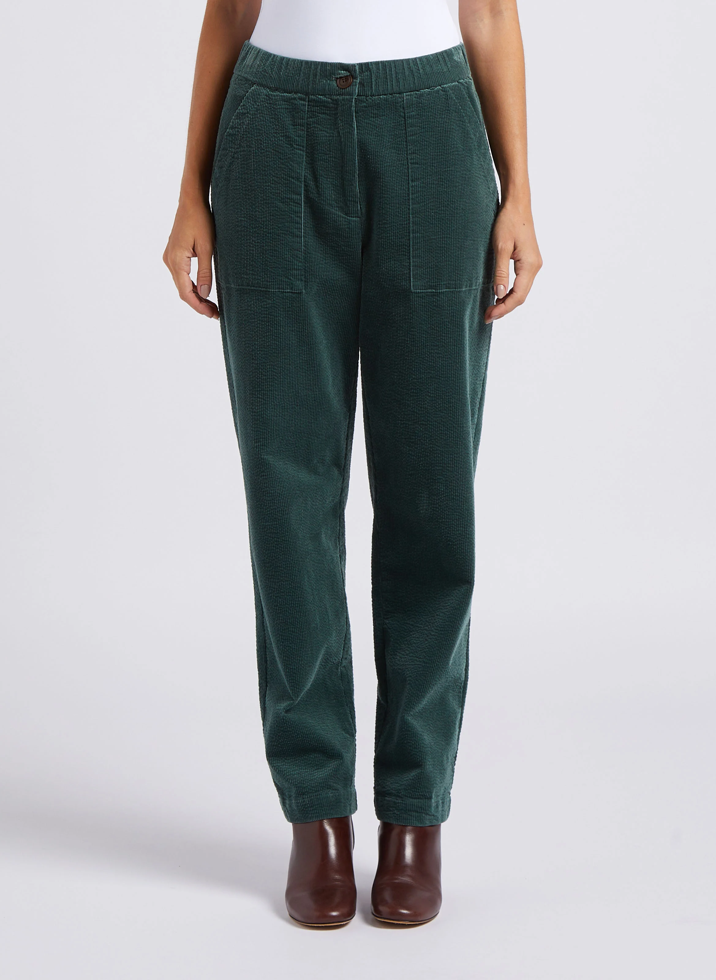 Pantalon carotte en coton mélangé | Vert