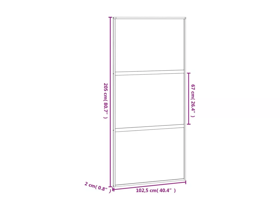 Porte coulissante noir 102,5x205 cm verre trempé aluminium