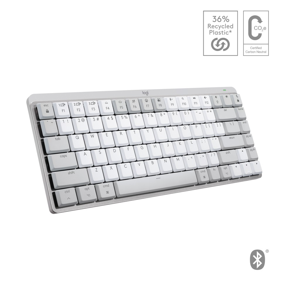 Logitech - MX Mechanical Mini for Mac Minimalist Wireless Illuminated Keyboard PALE GREY - Nordic
