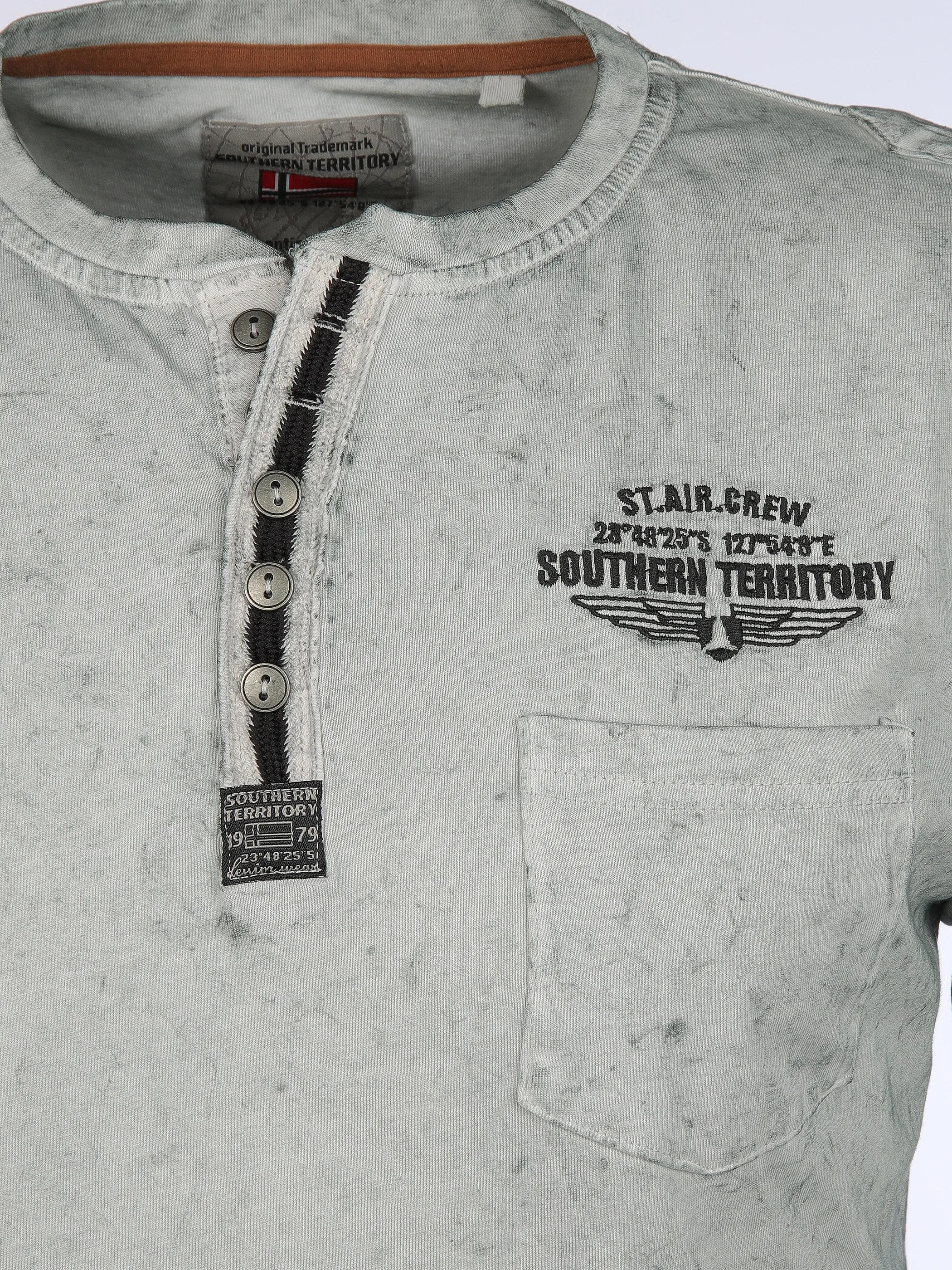Herren Henleyshirt im Used Look