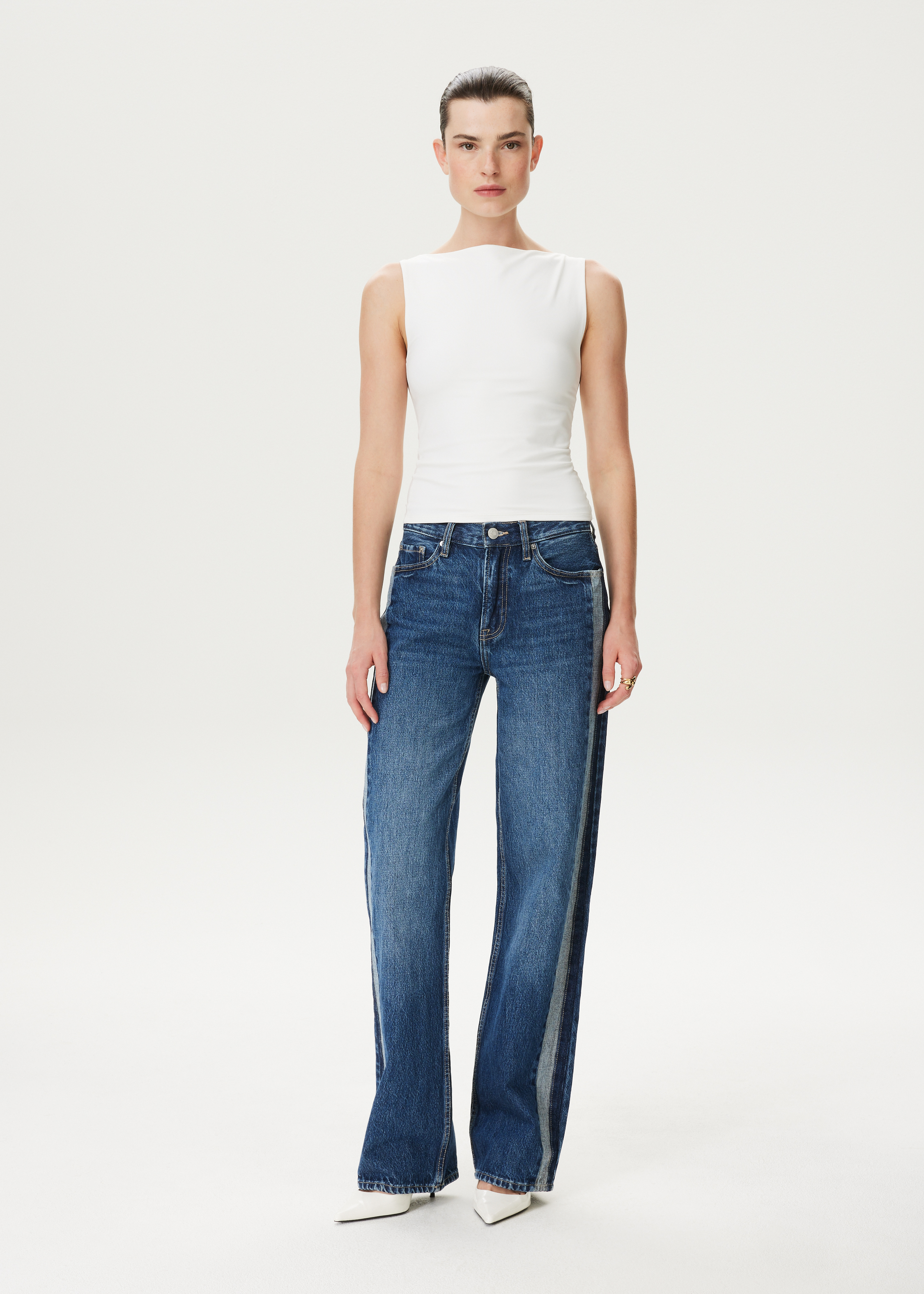TESS - Straight jeans met streep