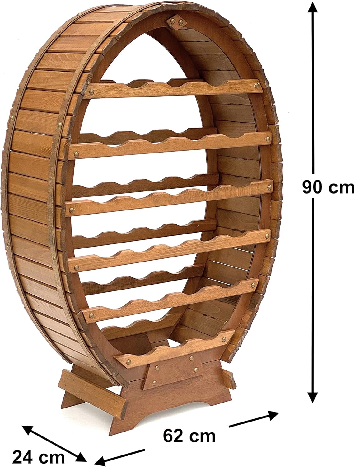 DanDiBo Weinregal Holz Stehend Weinfass 24 Flaschen Braun Flaschenregal Flaschenhalter Fass