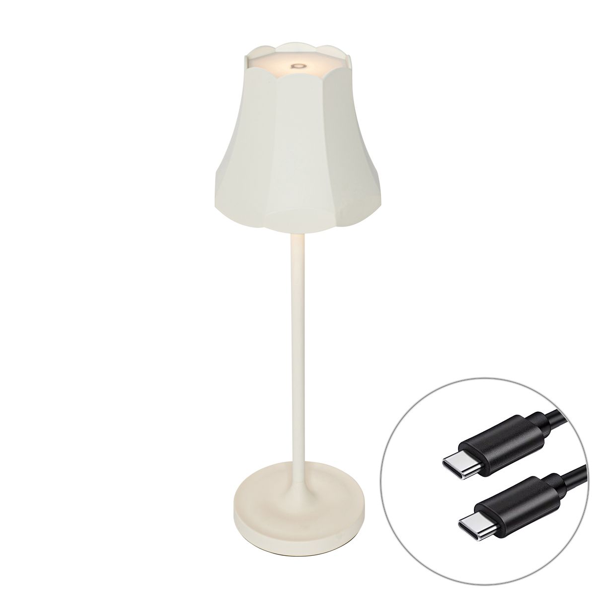Retro tafellamp off-white oplaadbaar IP44 - Granny