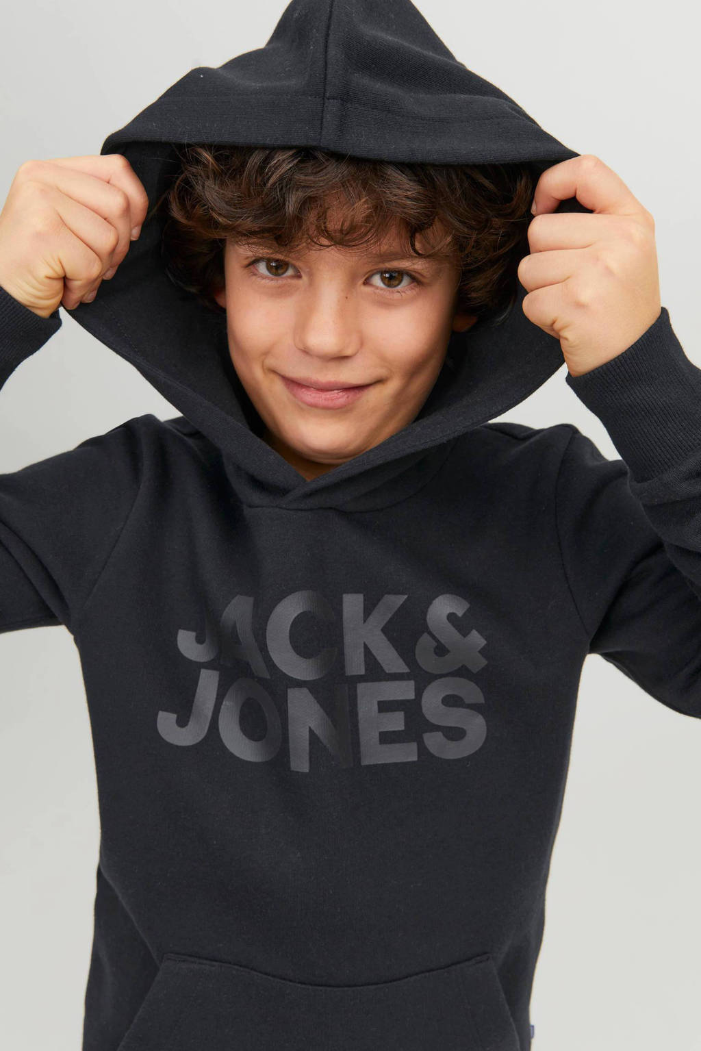 JACK & JONES hoodie JJECORP met logo zwart