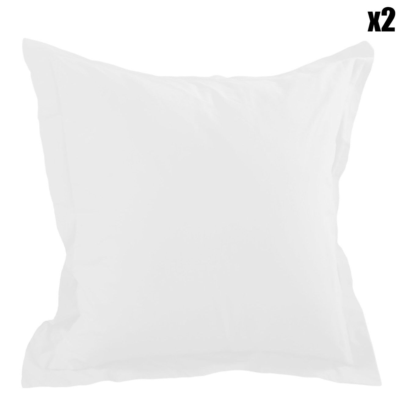 Stof 2 Taies d'oreiller volant plat Alicia blanches