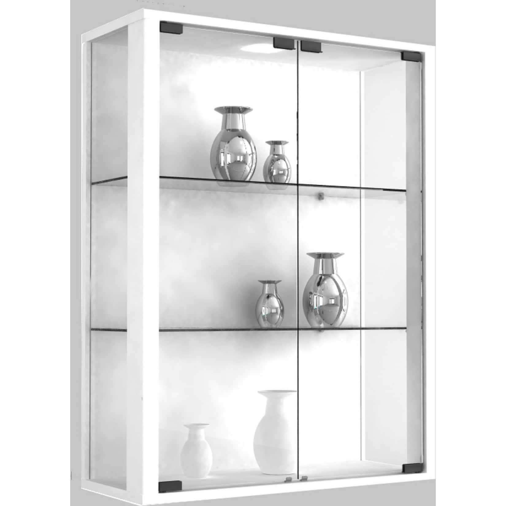 VCM Glasvitrine hängend | Vitrine Glas mit ESG-Sicherheitsglas | Maße: H. 80 x B. 60 x T. 25 cm | Hängevitrine Glas | Modern und platzsparend | Glas Vitrinenschrank - Udina