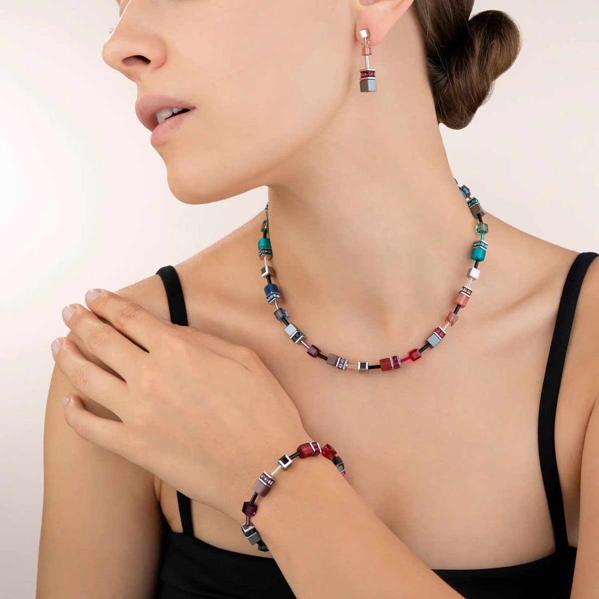 Boucles d'oreilles Coeur de Lion Géocube acierhématites
