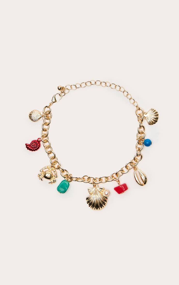 Doré Bracelet Chaîne À Breloques Multiples Pendantes