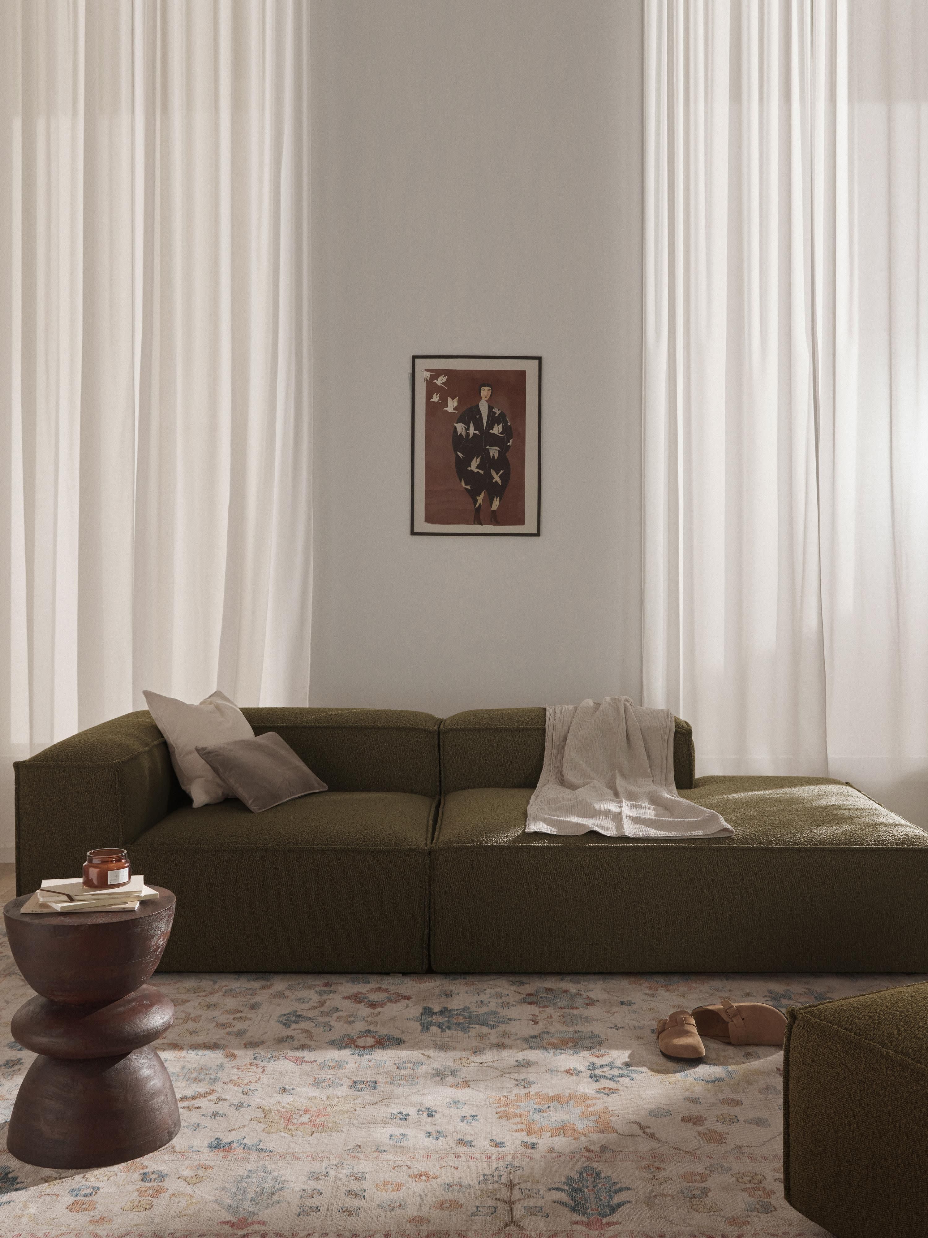 Modulaire chaise longue Lennon uit bouclé