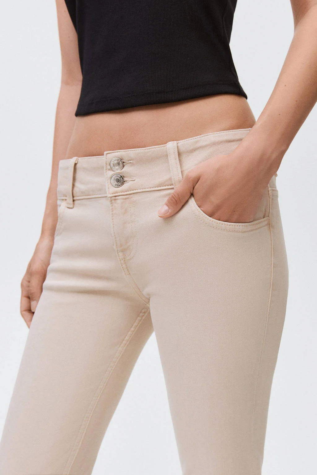 MANGO TEEN low waist flared jeans beige