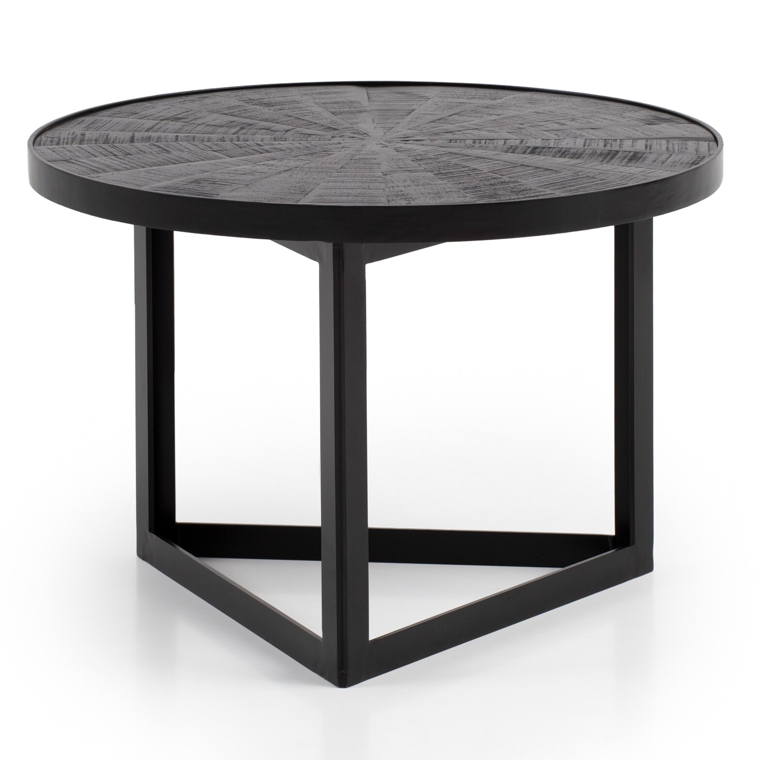 Couchtisch FineBuy Sofatisch 58x58x40 cm Massivholz Schwarz Wohnzimmertisch Rund