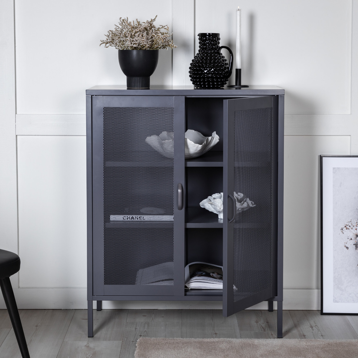 FjÃ´rd - Dressoir Grijs Doors 40cm - Staal - Misha