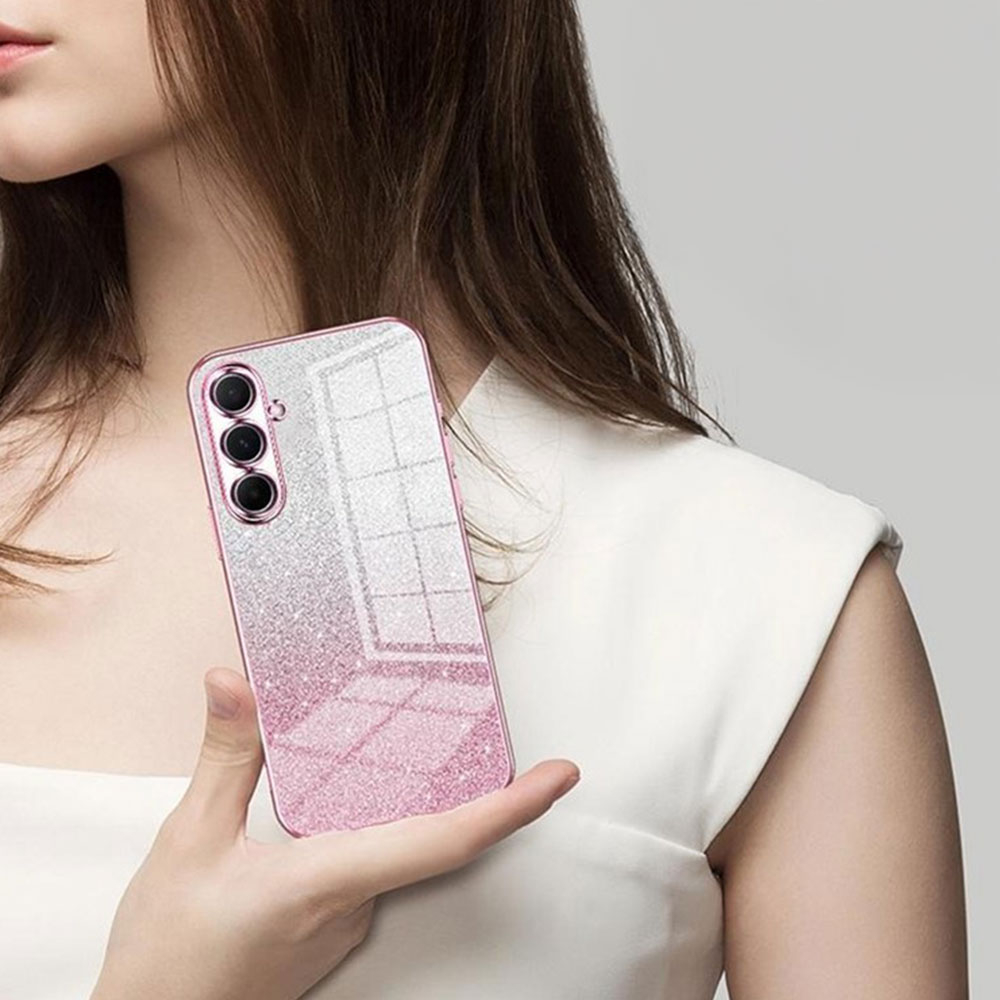 Samsung Galaxy A56 Gummi Case Schutzhülle im Glitzer Design - Blau / Silber