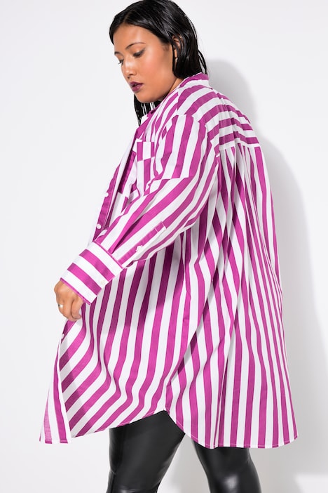 Hemdbluse, oversized, Streifen, Langarm