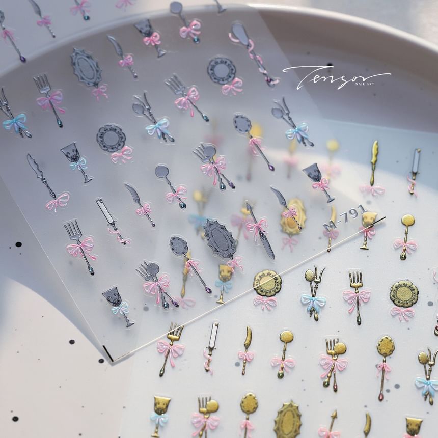 dainlili - Metalen mes en vork nagelstickers
