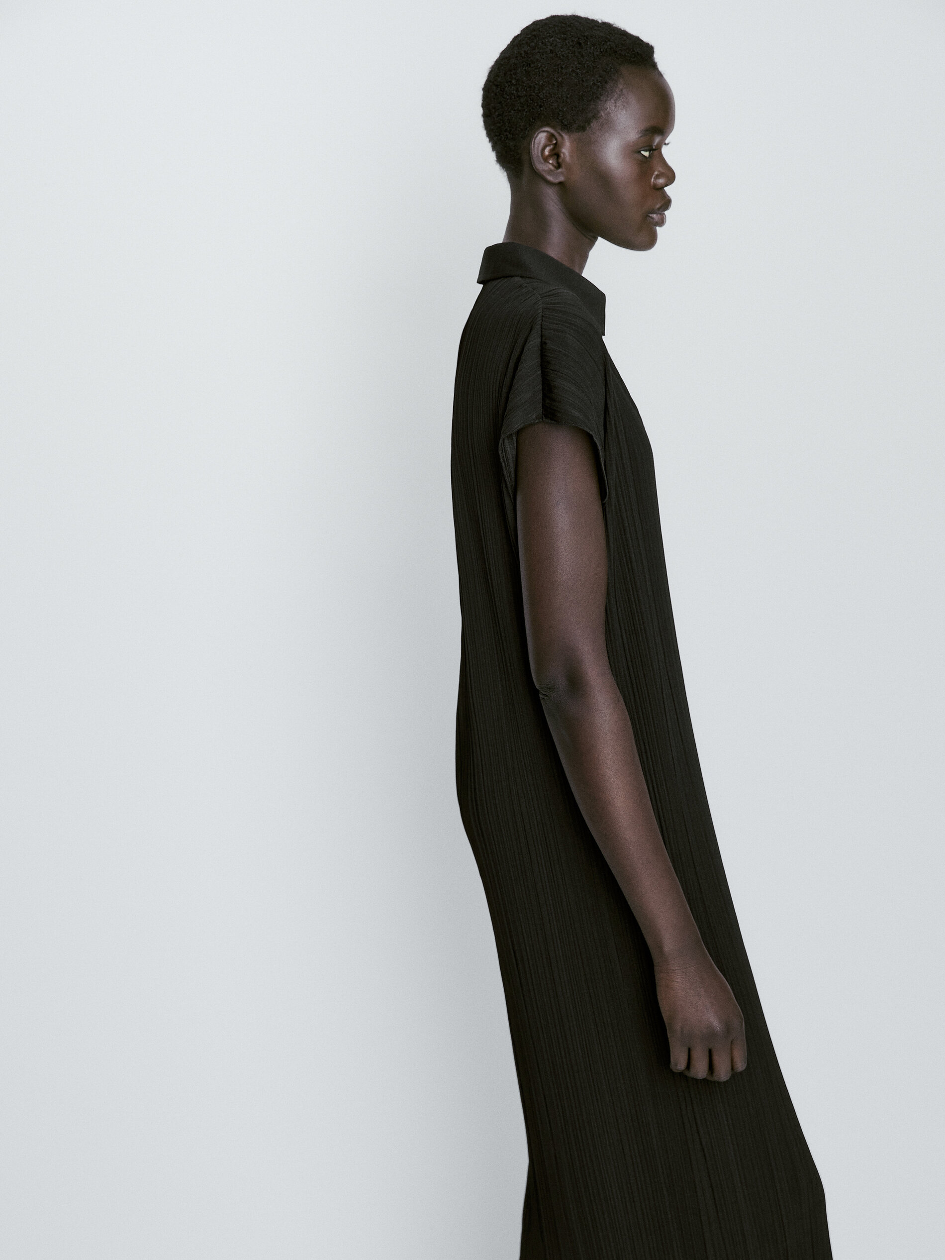 Vestido Polo Plissado - PRETO