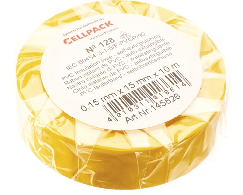 Cellpack PVC isolatietape, 15 mm breed, 10 m lang, geel
