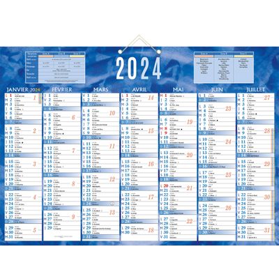 Bouchut 230 - Calendrier bancaire 7 mois par face - 38,5 x 54 cm - bleu