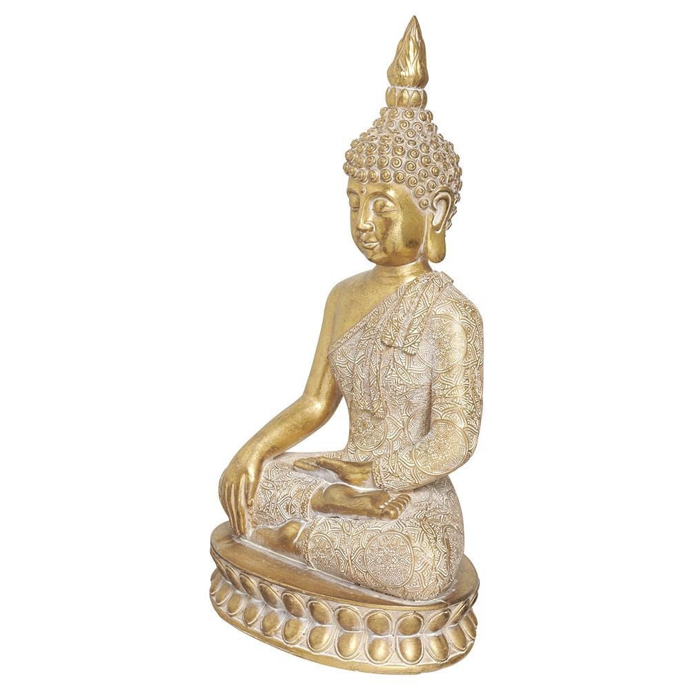 Bouddha assis résine doré H38,5 cm
