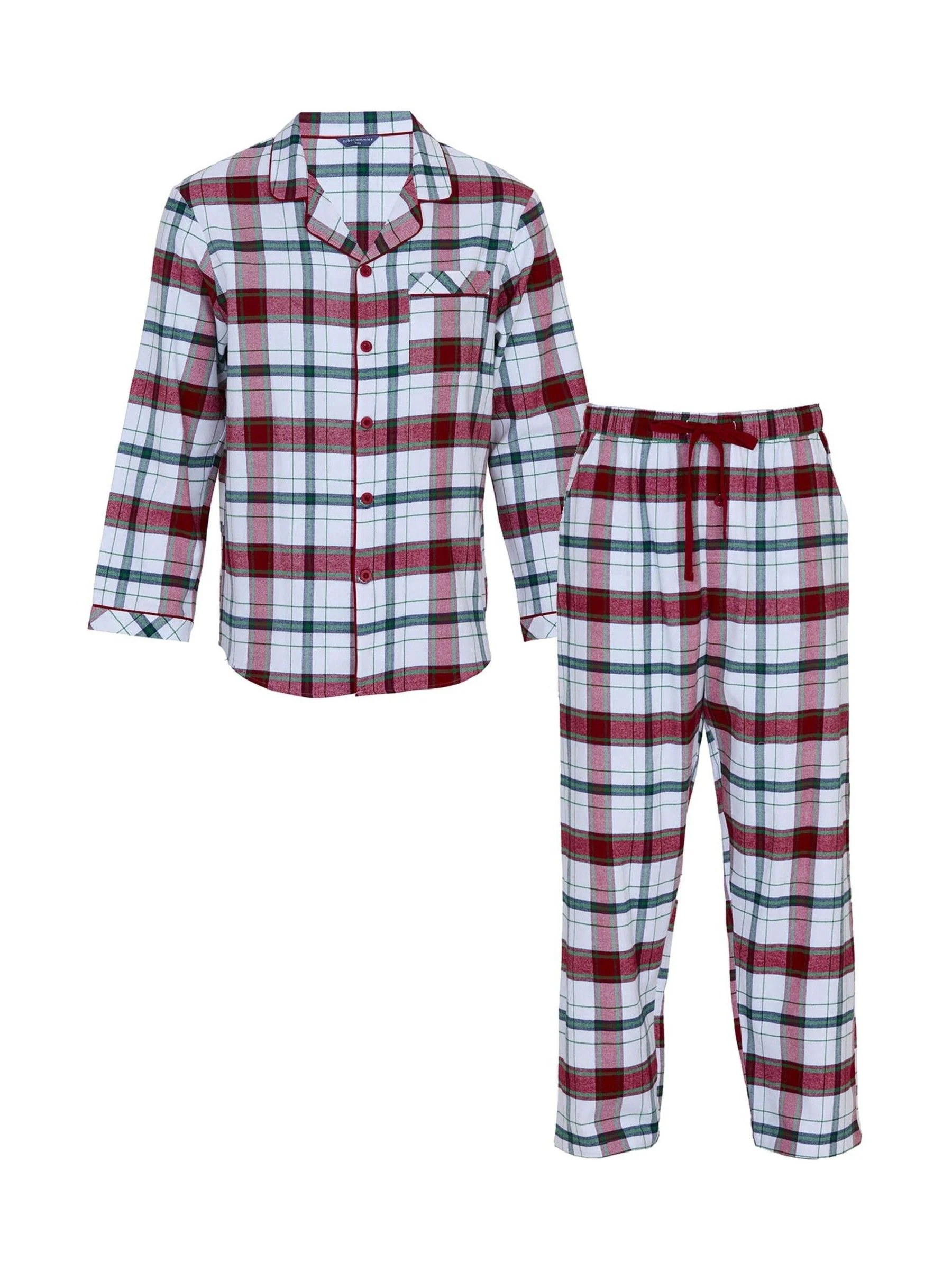 Cyberjammies geruite herenpyjamaset met lange mouwen van 100% katoen