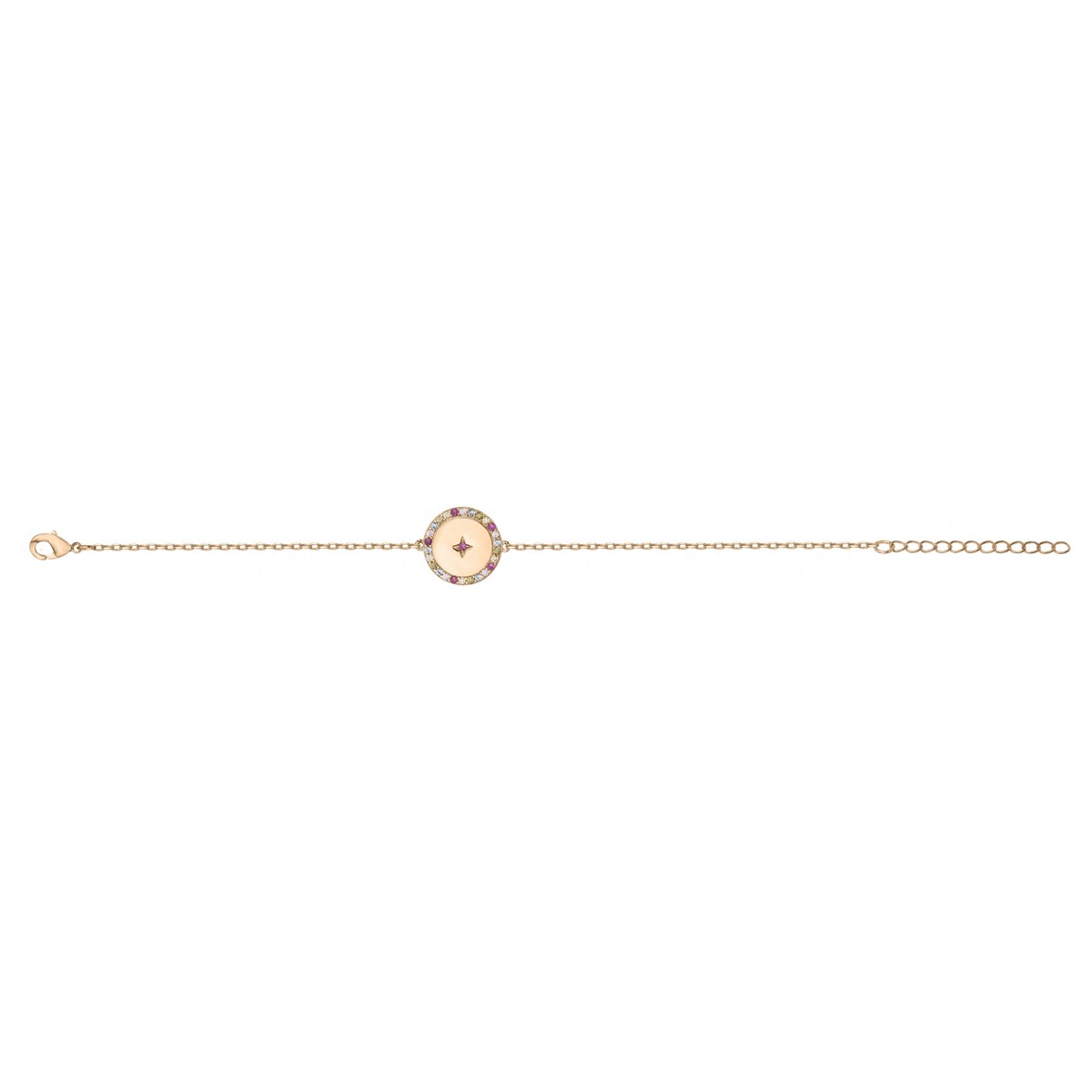 Bracelet souple mono-motif en Plaqué Or avec oxyde de zirconium multicolore