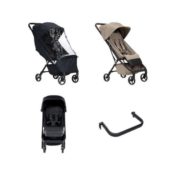Dubatti Smart Buggy - E2 - Brown / Dark Grey | Regenhoes Buggy | Summer Seatliner | Bumper Bar Zwart