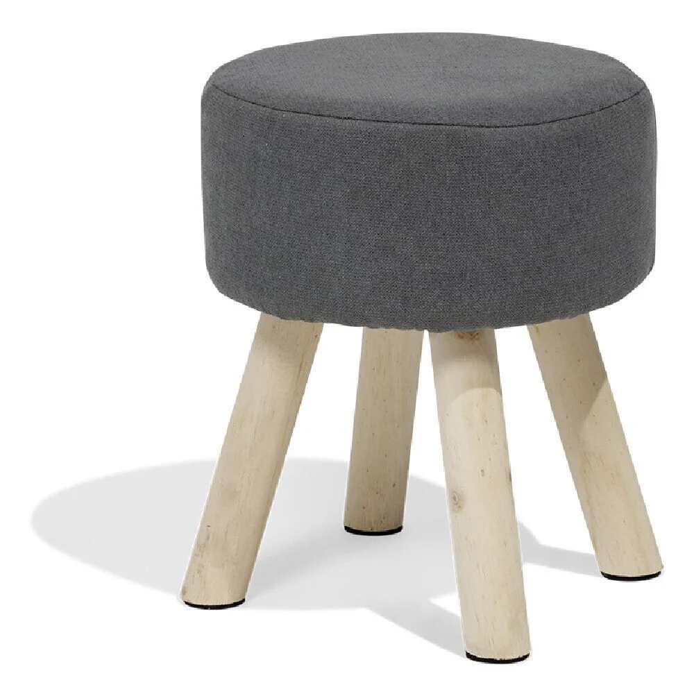 Pouf Gaëlle polyester gris Ø32xH38cm