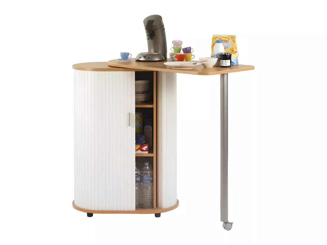 Desserte de cuisine Hêtre avec plateau de table pivotant - HUMMIE