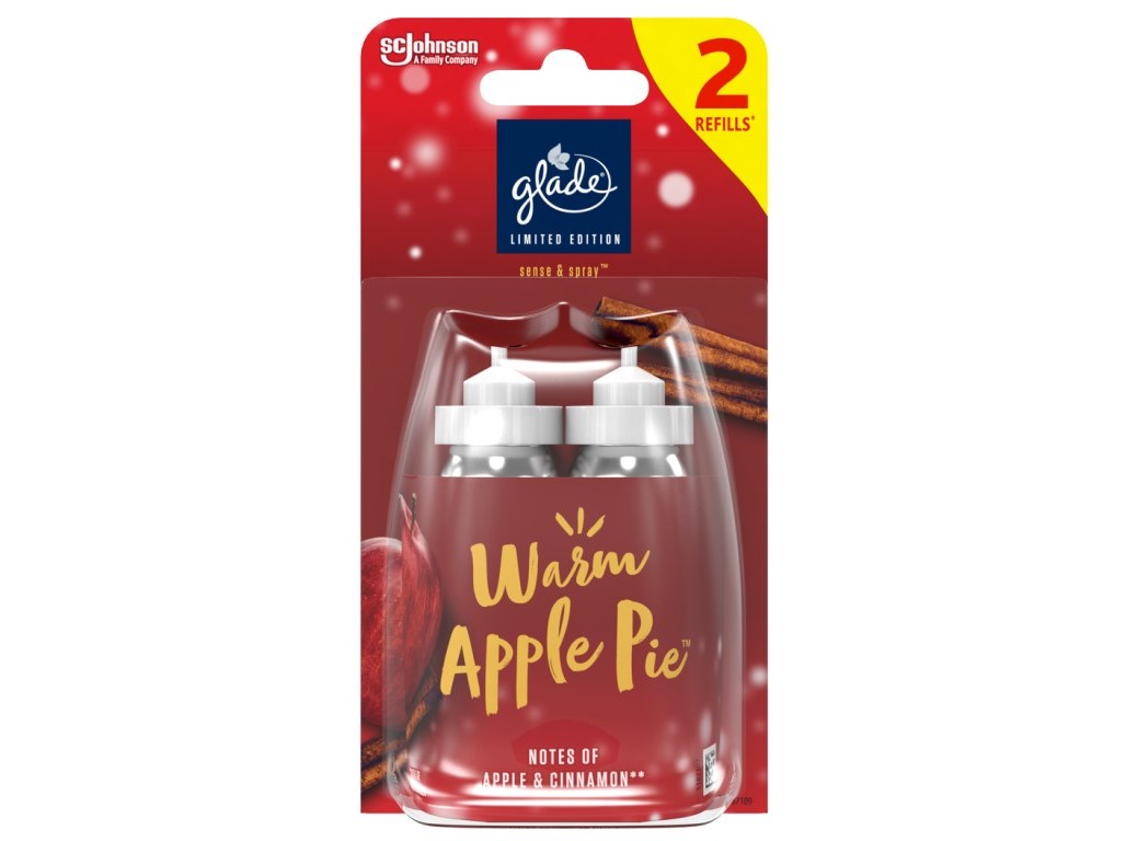 AMBIENTADOR SENSE & SPRAY RECARGA GLADE WINTER WARM APPLE PIE 2X18ML