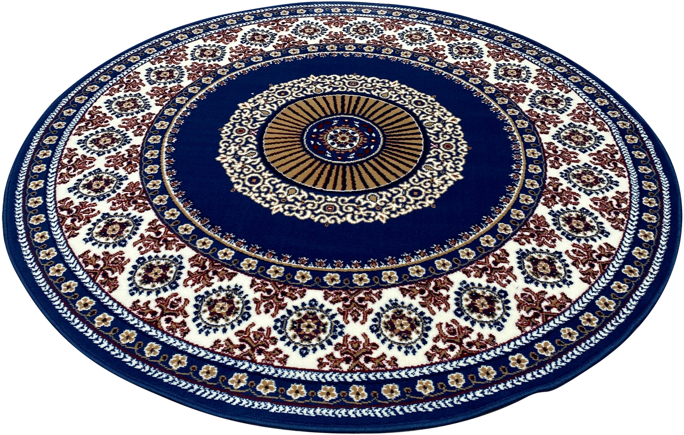 my home Teppich »Shari, Made in Belgium« rund 7 mm Höhe Orient-Dekor, mit Bordüre, Kurzflor, weich, pflegeleicht, elegant