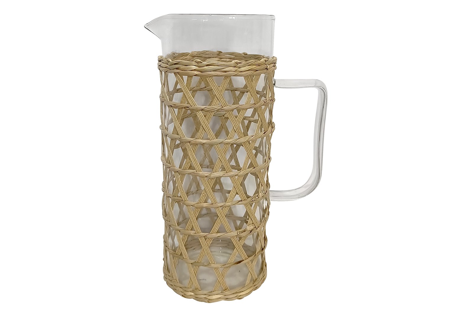 Bliss vannmugge Klart glass og bambusrotting H26 cm