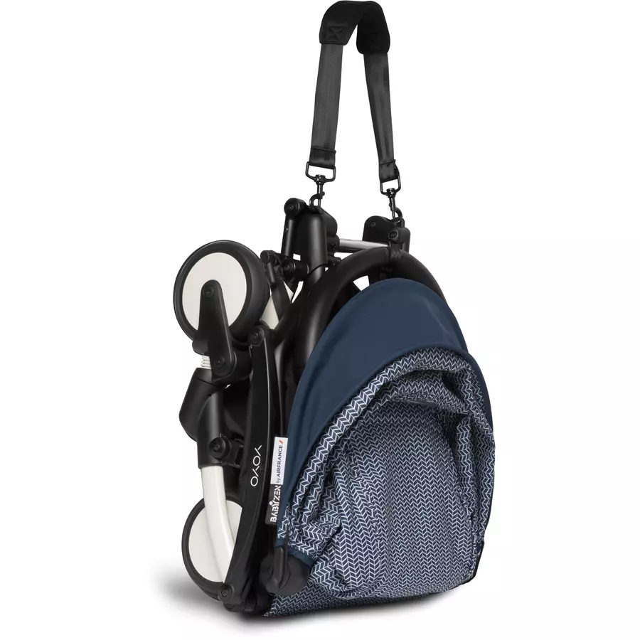 BABYZEN Kinderwagen YOYO2 6+ White mit Textilset Air France Blue und Backpack YOYO Black