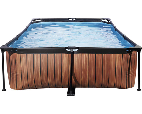 EXIT WoodPool rechthoekige opzetzwembadset 300x200x65 cm inclusief patroonfiltersysteem, houtlook