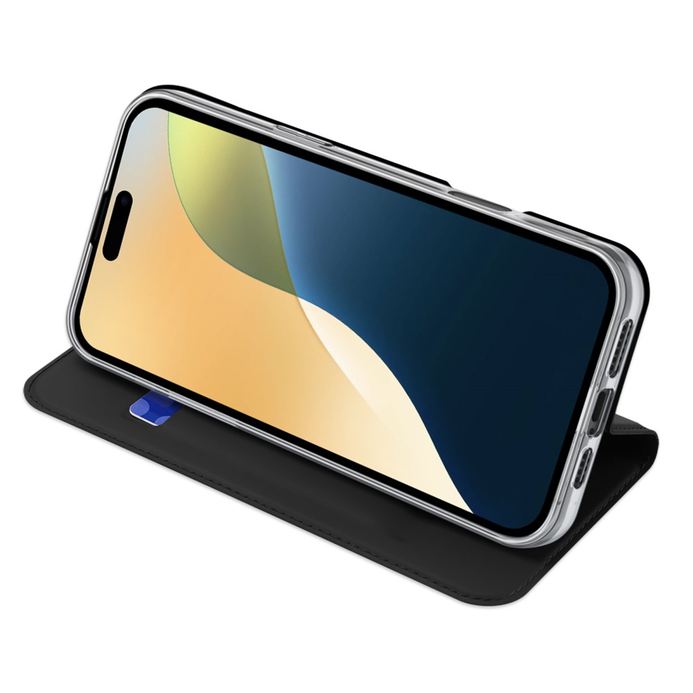 iPhone 16 Flip Wallet Cover Leder Tasche - Schwarz